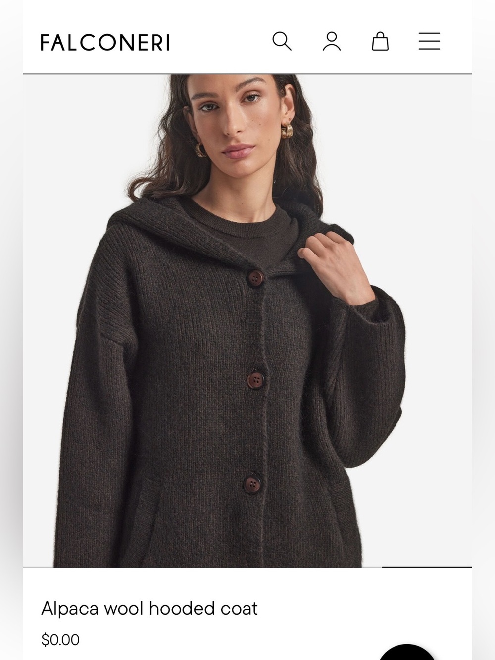 Falconeri Women's Alpaca Wool Hooded Coat - Chocolate Brown, M
